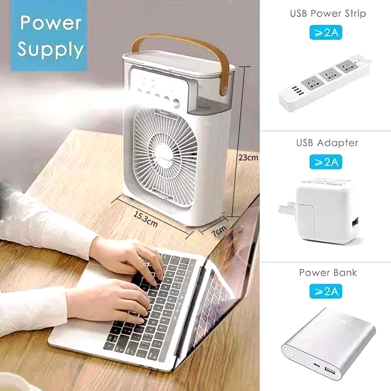 Humiflash Portable Air Cooler & Humidifier 3-in-1 with LED Light